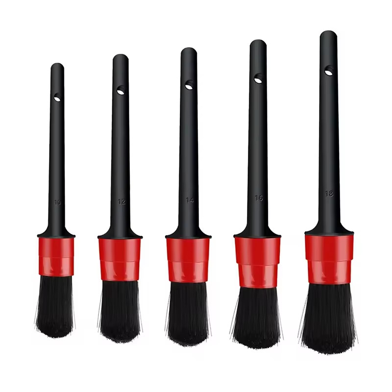 5pcs Pp 디테일 브러쉬 전문 자동차 디테일링을 위해 빨간색과 검은색
